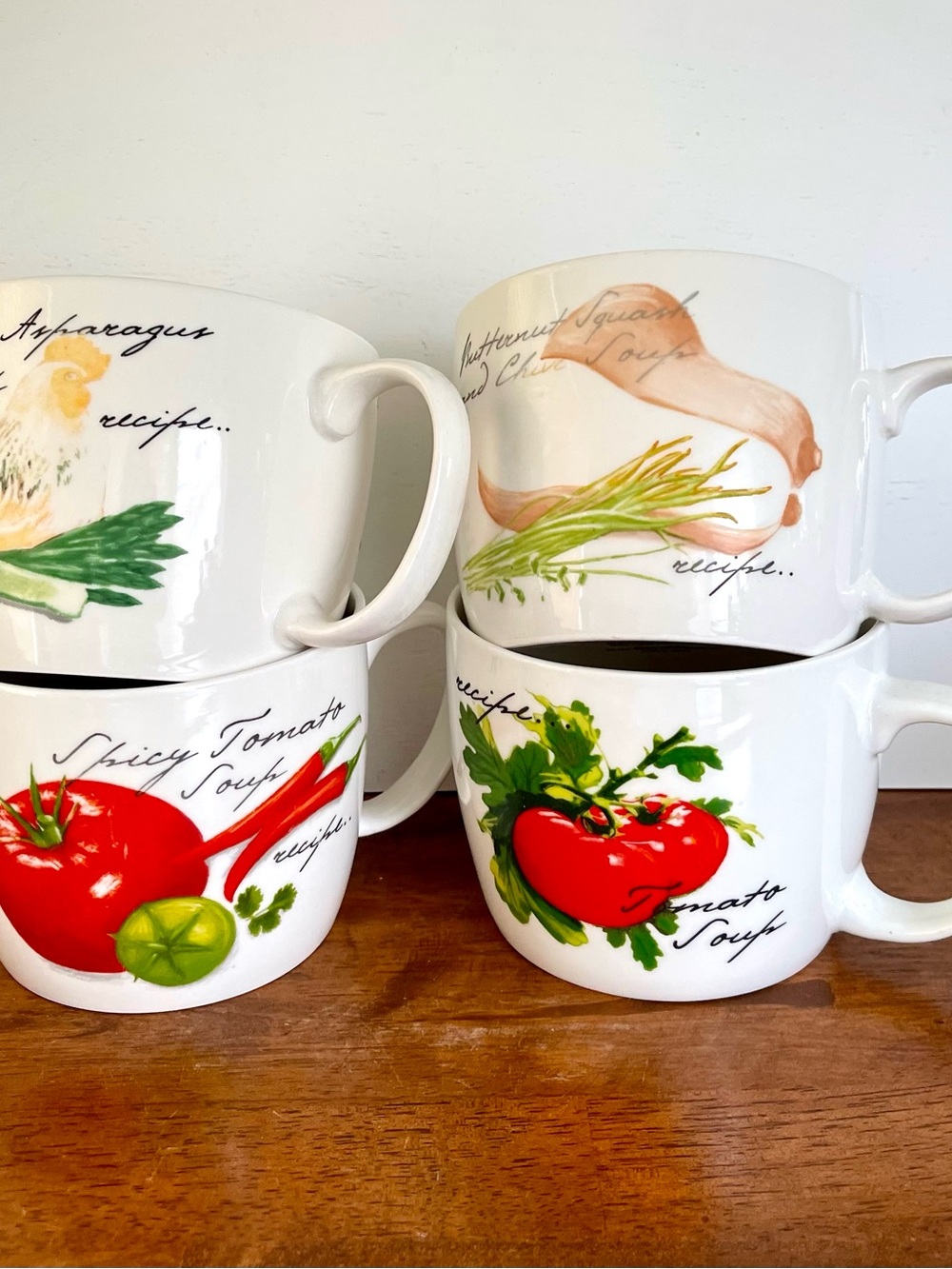 Large 24oz Soup Mugs with Recipes on the Back Set of 4